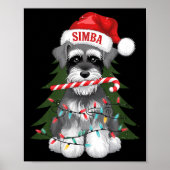 Poster Funny Puppy Dog Christmas Holiday With Candy Cane (Devant)