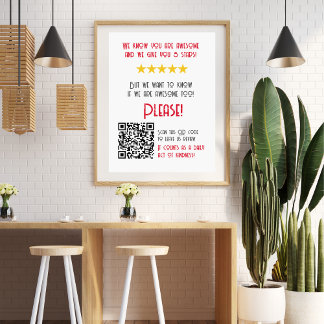 Poster Funny QR Code Laisser une critique unique moderne