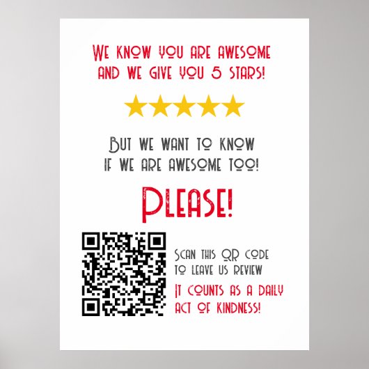 Poster Funny QR Code Laisser une critique unique moderne (Devant)