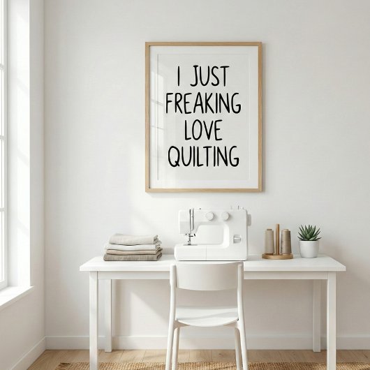 Poster Funny Quilting Love Saying Quilters Black White