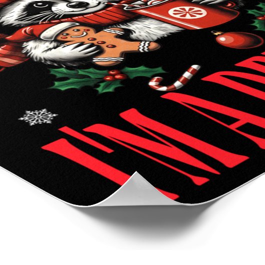 Poster Funny Raccoon First Of All I'm A Delight Merry Chr (Coin)