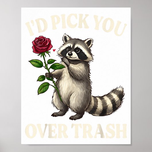 Poster Funny Raccoon I’d Ck You Over Trash Valentines Day (Devant)
