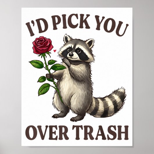 Poster Funny Raccoon I’d Ck You Over Trash Valentines Day (Devant)