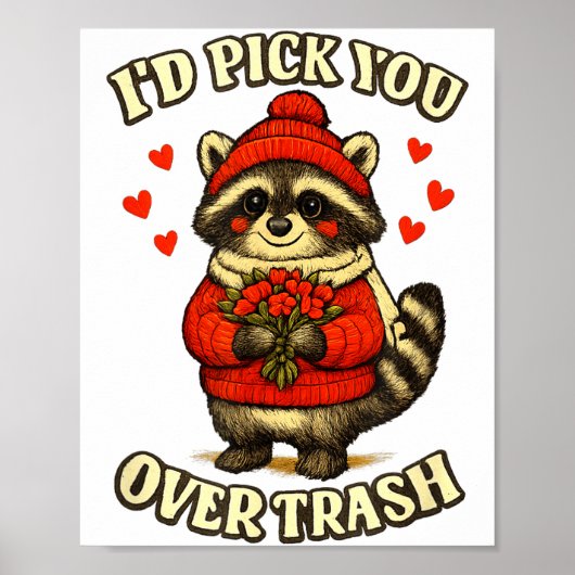 Poster Funny Raccoon I’d Ck You Over Trash Valentines Day (Devant)