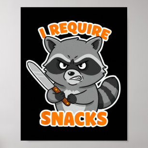 Poster Funny Raccoon J'Ai Besoin De Snacks Halloween voit