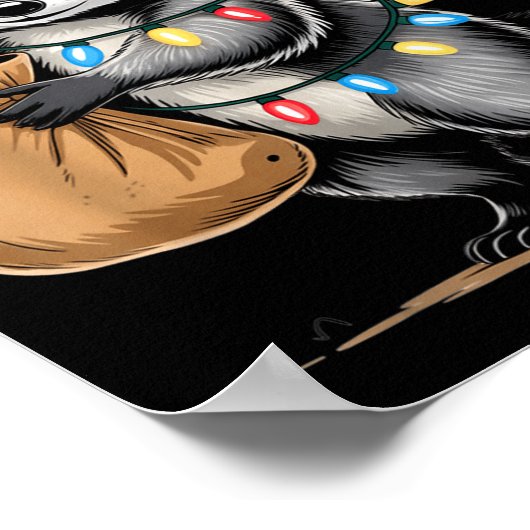 Poster Funny Raccoon Santa Hat Animals Lovers Ugly Christ (Coin)