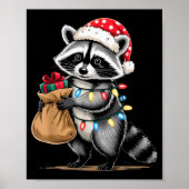 Poster Funny Raccoon Santa Hat Animals Lovers Ugly Christ (Devant)