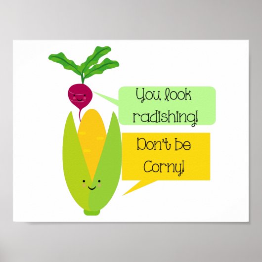 Poster Funny Radish et Corn Vegetable Humour (Devant)