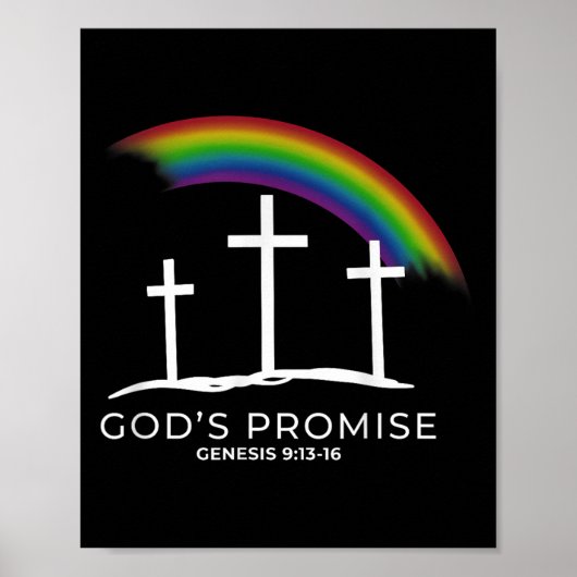 Poster Funny Rainbow Christ Cross - Christian Quote God's (Devant)