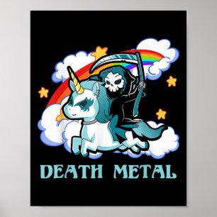 Poster Funny Rainbow Skeleton Unicorn Death Metal Music F