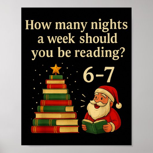 Poster Funny Reading Christmas Tree Book– Reading 6 7 Mem (Devant)