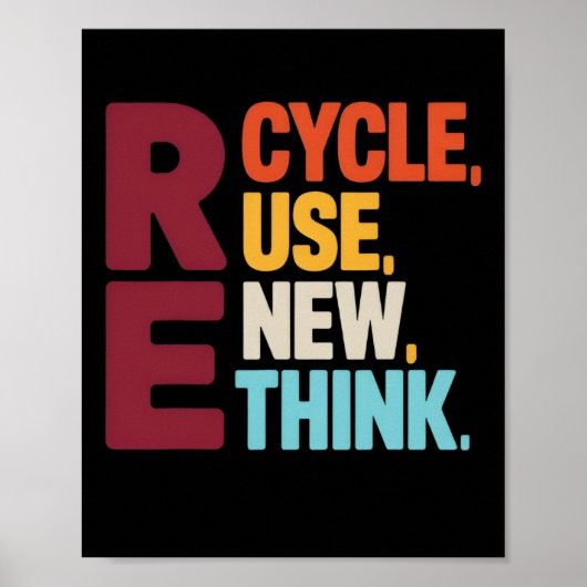 Poster Funny Recycle Réutiliser Renouveler le Jour des te (Devant)