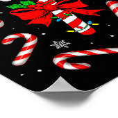 Poster Funny Red And White Candy Cane Xmas Lights Santa C (Coin)