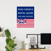Poster Funny Red Blue Make America Royal Again Flag (Bureau à domicile)