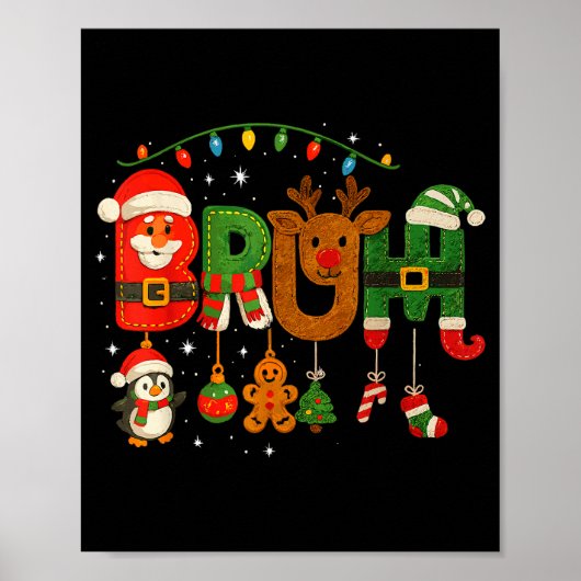 Poster Funny Red White And Bruh Boys Xmas Christmas Pajam (Devant)
