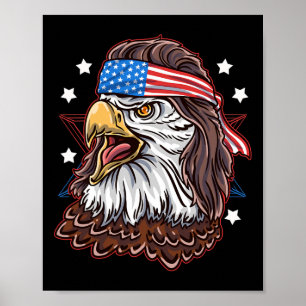 Poster Funny Redneck 80s Patriotique Fière Mullet América