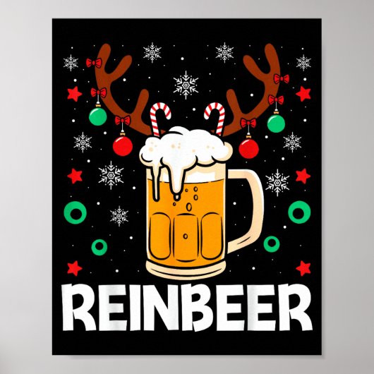 Poster Funny Reinbeer Winedeer Beer Wine Matching Couples (Devant)