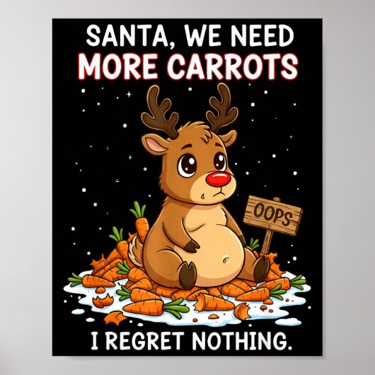 Poster Funny Reindeer Carrot Hoarder Christmas Design  (Devant)