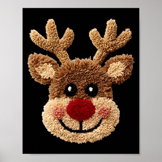 Poster Funny Reindeer Rudolph Crochet Merry Christmas Xma (Devant)