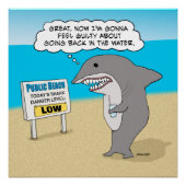 Poster Funny Requin coupable sur la plage (Devant)