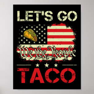 Poster Funny Retro Let’s Go Taco Mexicaine Humour aliment