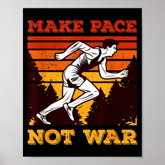 Poster Funny Retro Runner Running Quote Gift - Make Pace (Devant)