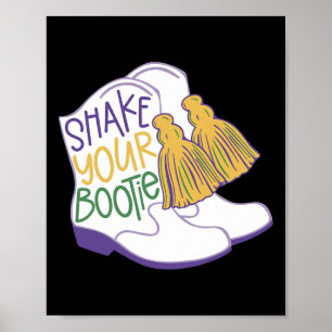 Poster Funny Retro Shake Your Bootie Mardi Gras Costume N