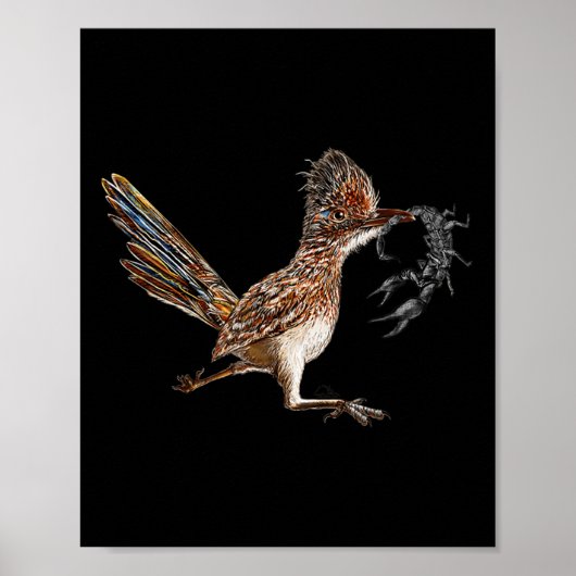 Poster Funny Roadrunner Scorpion Road Runner Bird Hunter (Devant)
