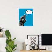 Poster Funny Rodin's Thinker Statue - Where Are My Keys? (Bureau à domicile)