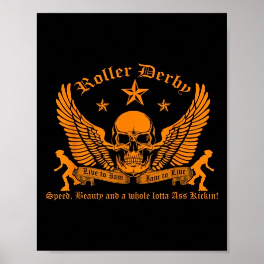 Poster Funny Roller Derby Lover Quotes Gift, Live To Jam  (Devant)
