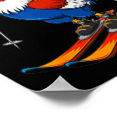 Poster Funny Rooster Skiing Adventure Cartoon (Coin)