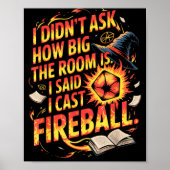 Poster Funny Rpg I Cast Fireball Quote With Wizard Hat An (Devant)