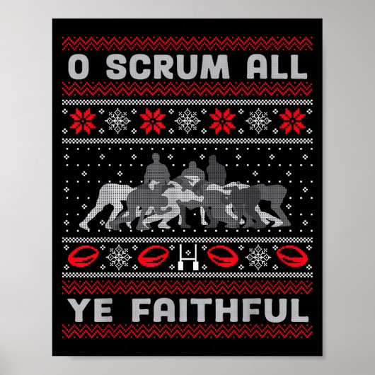 Poster Funny Rugby O Scrum All Ye Faithful Ugly Merry Chr (Devant)
