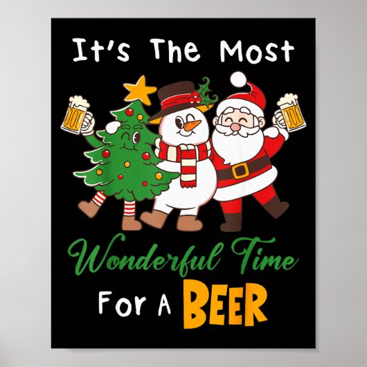 Poster Funny Santa Beer Christmas Drinking Most Wonderful (Devant)