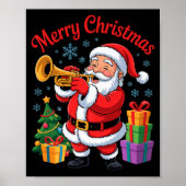 Poster Funny Santa Christmas Design Trumpet Holiday Xmas (Devant)