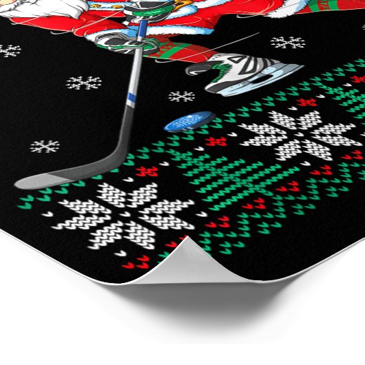 Poster Funny Santa Claus Christmas Ice Hockey Ugly Sweate (Coin)