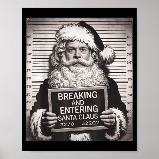 Poster Funny Santa Claus Mugshot Christmas – Santa Xmas (Devant)