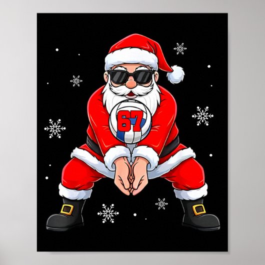 Poster Funny Santa Claus Playing Volleyball Six Seven Chr (Devant)