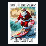 Poster Funny Santa Claus surfer dans le pop art d'été<br><div class="desc">Printable Wall art aussi disponible en tant qu'Instant Télécharger Funny Santa Claus surfer dans l'illustration pop d'été / Lustiger Weihnachtsmann, der in der Sommer-Pop-Art-Illustration surft / Divertido Papá Noel surfeando en la ilustración del arte pop verano / Divertente Babbo Natale naviga nell trazione estiva #NaumovskiArt #NoëlClaus #Noël #Noël #ZazzleMade #Funny...</div>