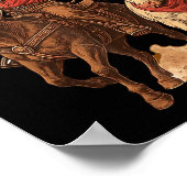 Poster Funny Santa Cowboy Rodeo Reindeer Western Horse Ro (Coin)