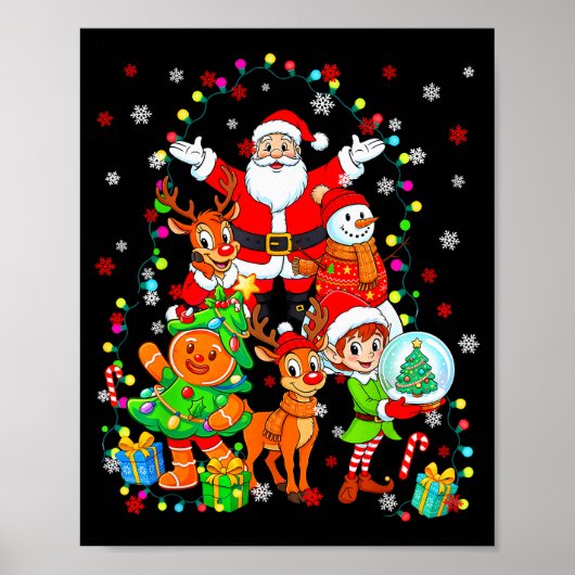 Poster Funny Santa Elf Snowman Reindeer Gingerbread Chris (Devant)