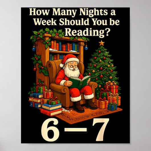 Poster Funny Santa lisant 67 Meme Tee Noël Enseignant (Devant)