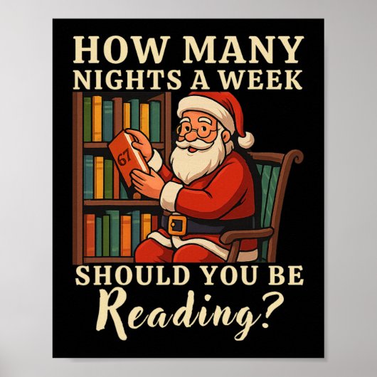 Poster Funny Santa lisant 67 Meme Tee Noël Enseignant (Devant)