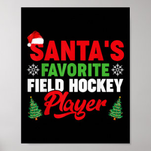 Poster Funny Santa préféré joueur de hockey sur gazon Noë