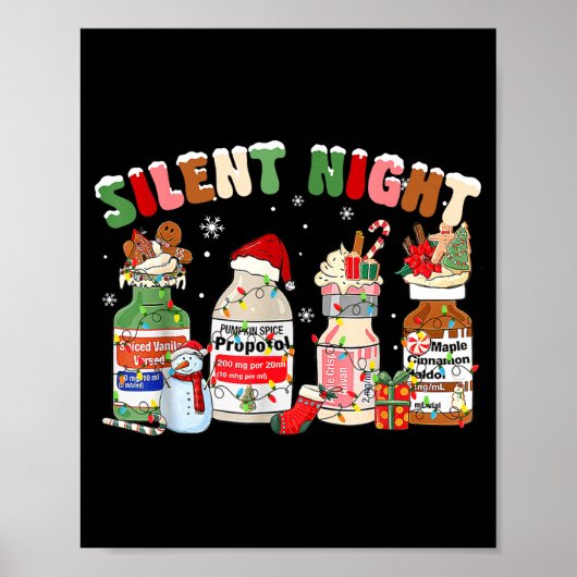 Poster Funny Santa Profol Silent Night Icu Nurses Merry C (Devant)