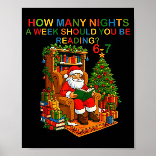 Poster Funny Santa Reading 67 Meme Tee Christmas Teacher  (Devant)
