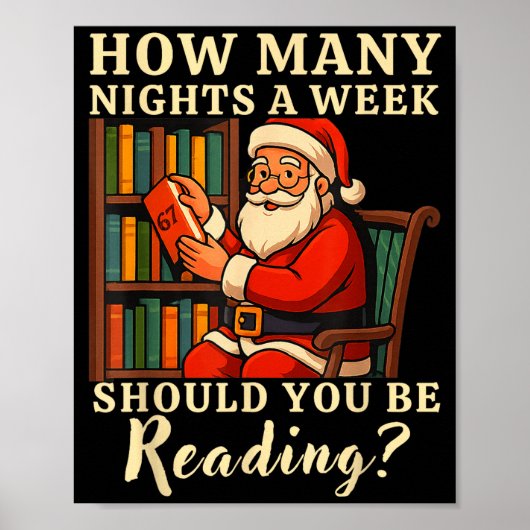 Poster Funny Santa Reading 67 Meme Tee Christmas Teacher  (Devant)