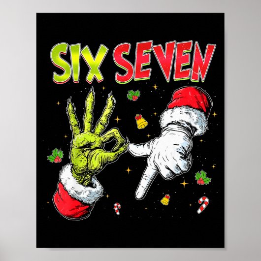 Poster Funny Santa Says Six Seven Christmas 67 Meme Xmas (Devant)
