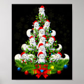 Poster Funny Santa Xmas Arctic Fox Christmas Tree (Devant)
