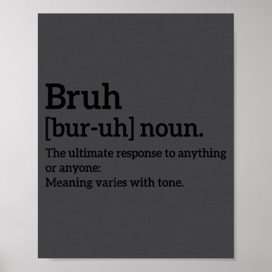 Poster Funny Sarcastic Quotes Bruh Definition Tee Trendy  (Devant)